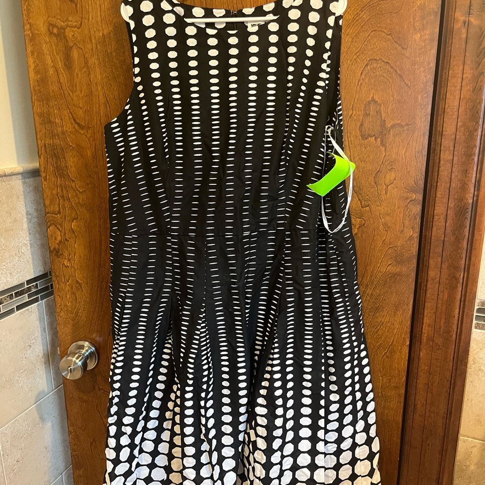 Anne Klein Black Dress with White Geometric Dots